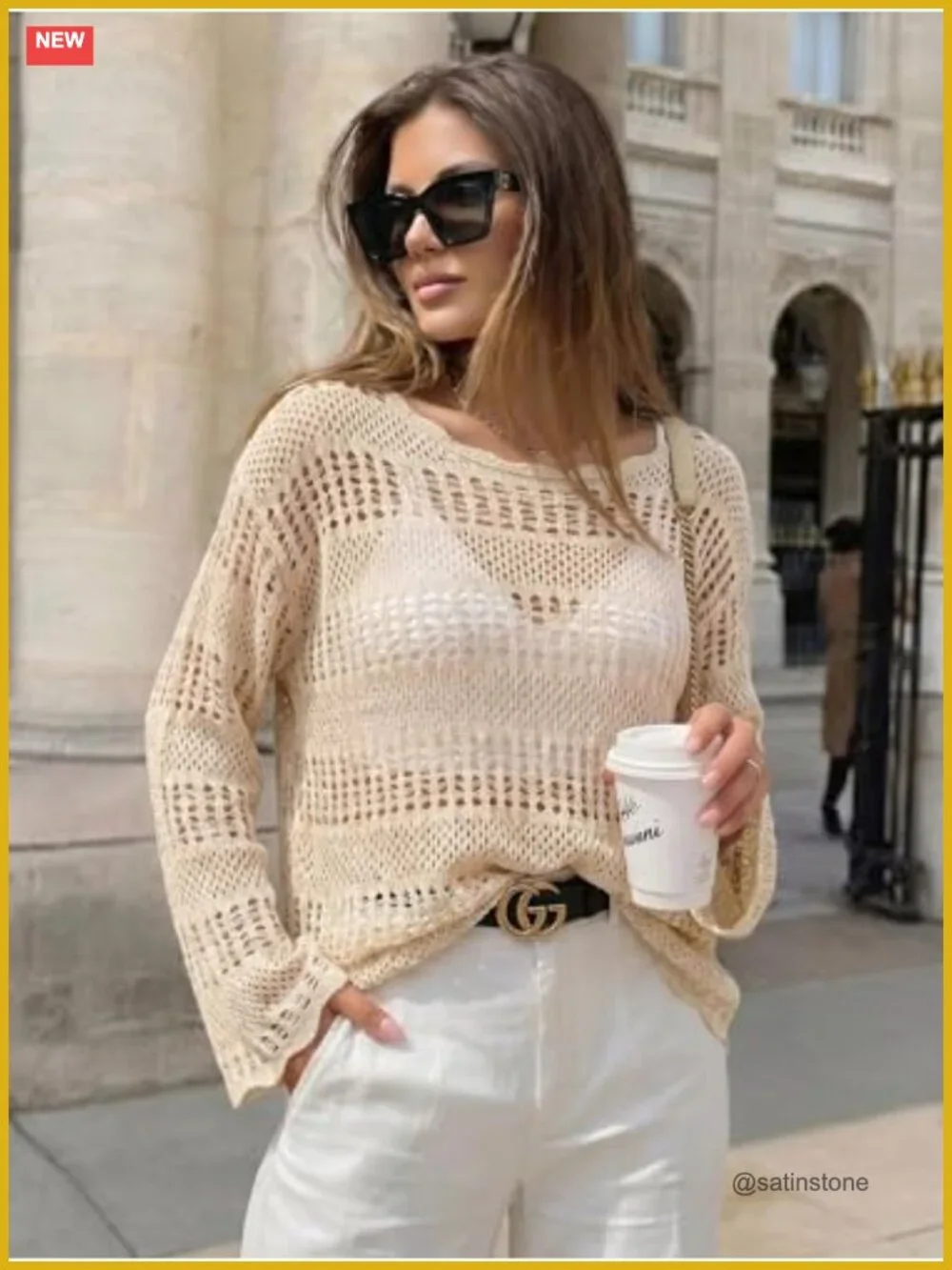 Crochet Cover Up Swim Coverup Off Shoulder Knit Top Beach Vacation Outfit
